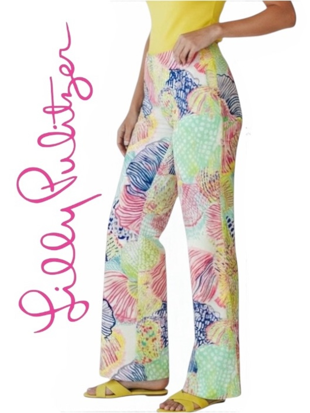 Lilly Pulitzer Roar Of The Seas Georgia May Palazzo Multicolor Pull On Pants XS